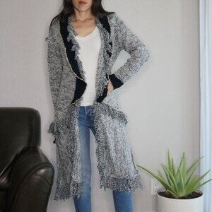 Lu & Lu Gray and Black Long Sleeve Cardigan with Asymmetrical Hem Size  S/M
